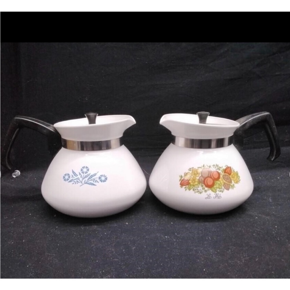Vintage Corning ware. 2 pieces. Coffee pots. Each hold 6 cups